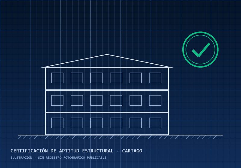 Ilustración de una sede educativa con sello de aptitud estructural: certificación de la sede INTEC en Cartago