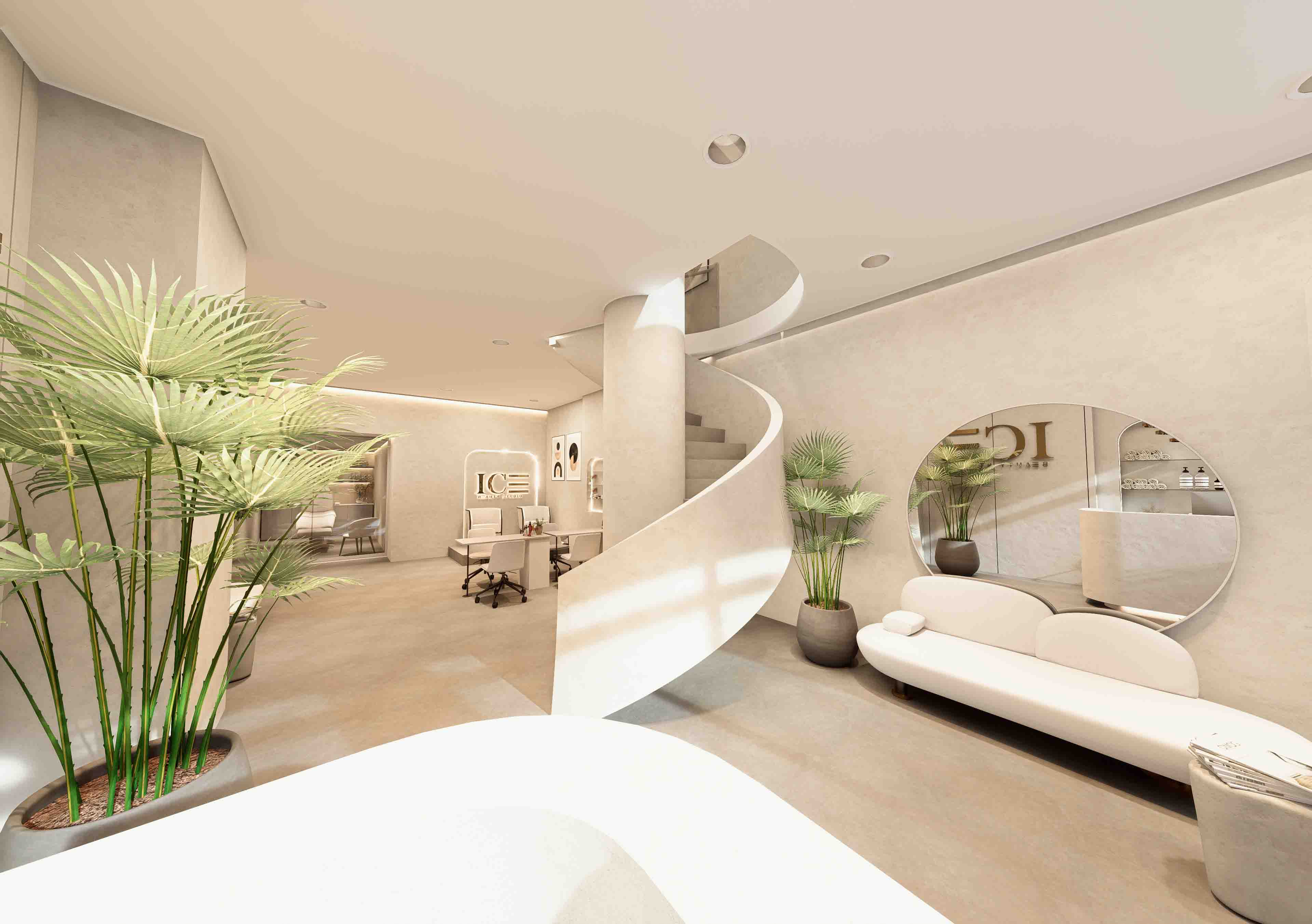 Detalle de mobiliario e iluminación en proyecto de interiorismo