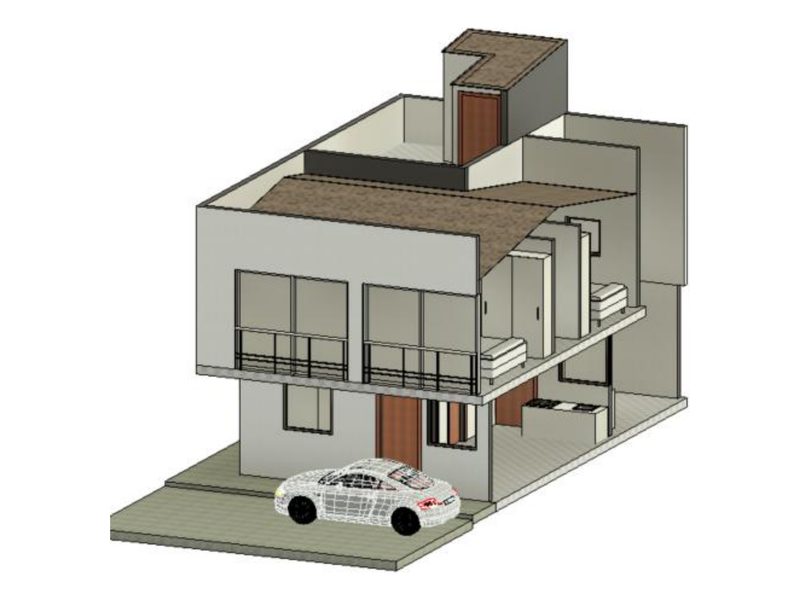 Modelo 3D de reconocimiento y ampliación de vivienda bifamiliar en Circasia