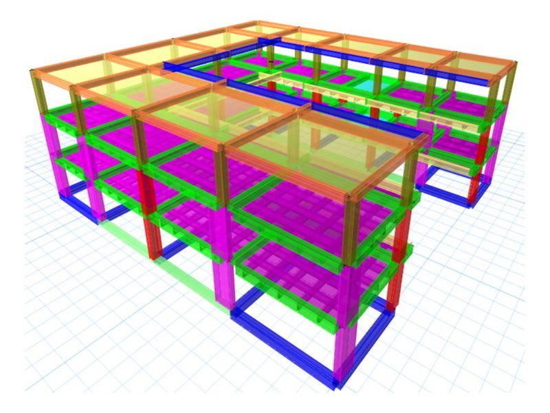 Modelo de análisis a color de colegio de tres niveles en Cartago