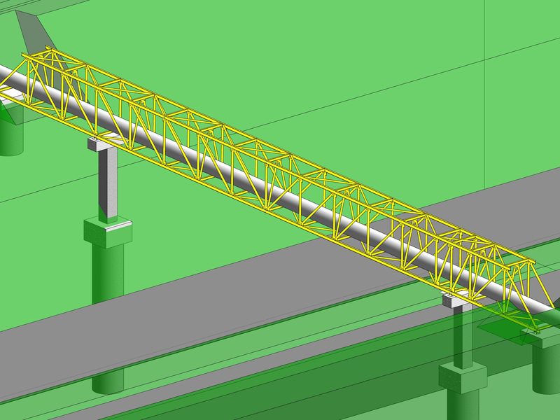 Viaducto metálico en cercha para paso aéreo de tubería de acueducto en Pereira